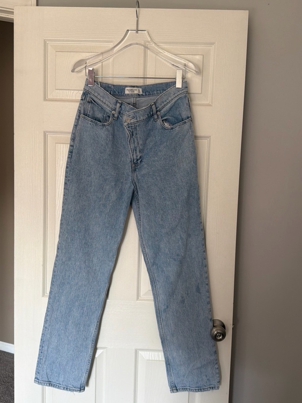 Abercrombie & Fitch Light Blue Straight Leg Jeans ultra high rise